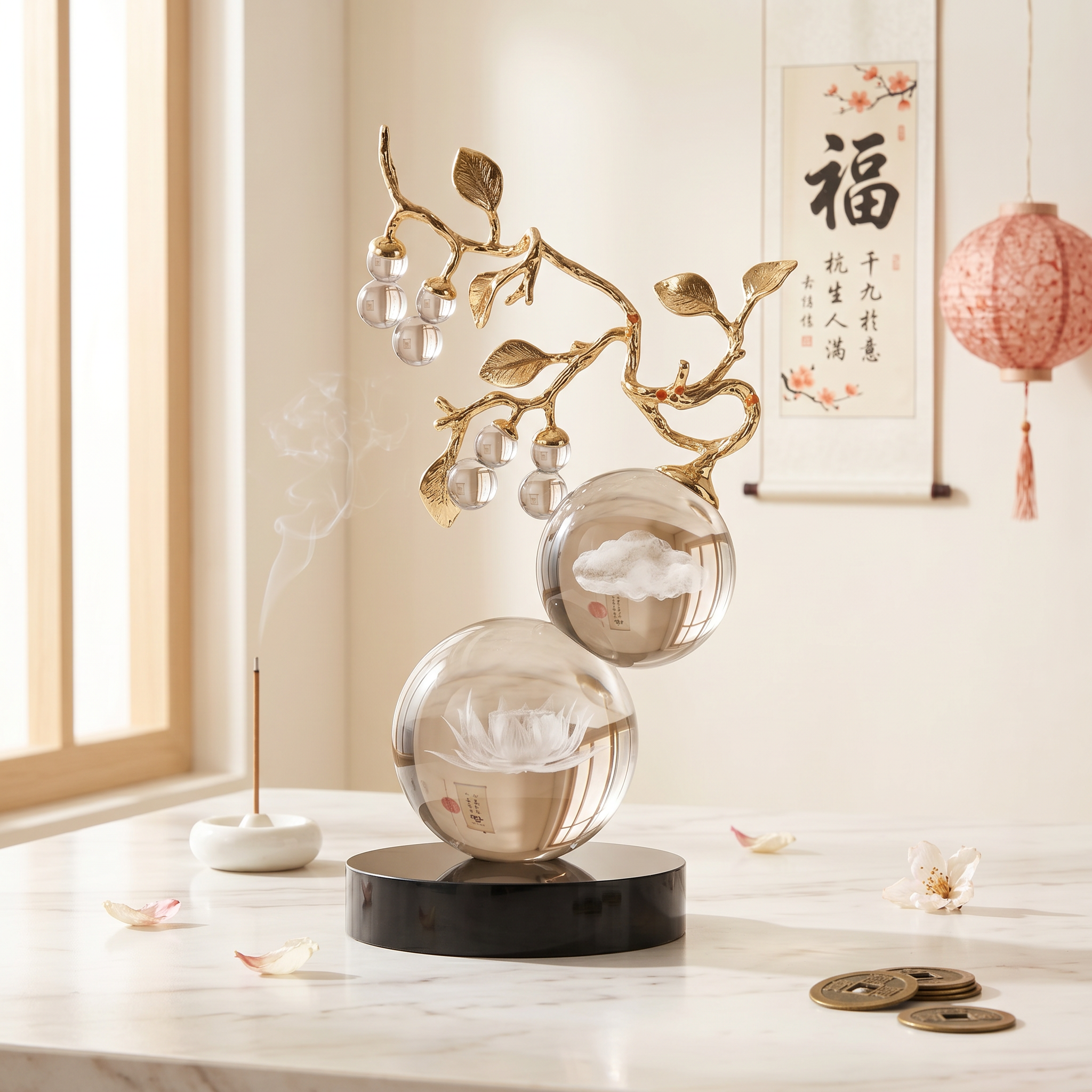 Crystal Gourd Hulu Figurine Feng Shui Ornament