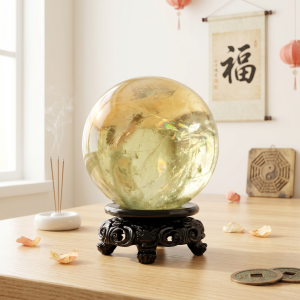 Natural Yellow Citrine Crystal Ball Feng Shui
