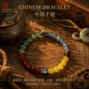 Tai Sui Talisman Agate Aquamarine Bracelet