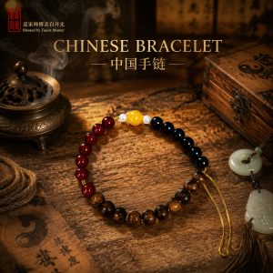Fire Fortune Bracelet Cinnabar Obsidian Agarwood