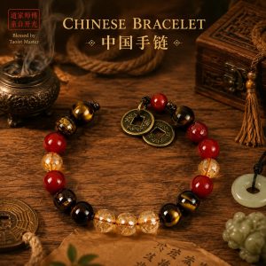 Cinnabar Tiger Eye Ancient Coin Wealth Bracelet
